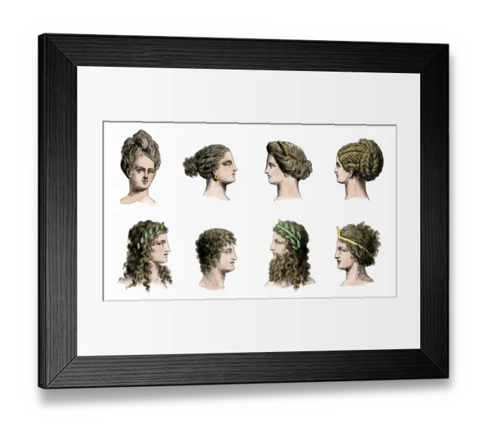 Framed Print : Hair styles of the ancient Greeks Framed Print : Hair styles of the ancient Greeks