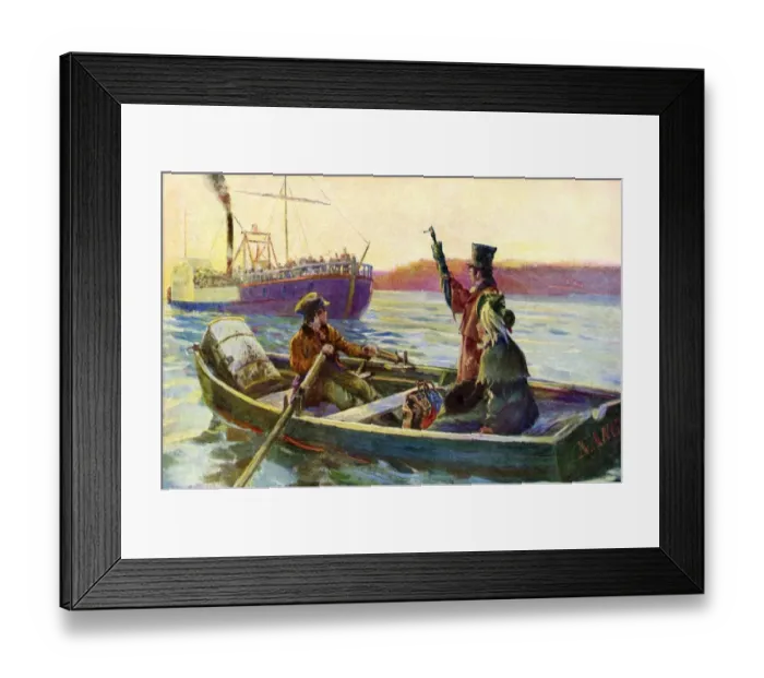 Framed Print : Riverboat passengers taken on board in mid-river Framed Print : Riverboat passengers taken on board in mid-river