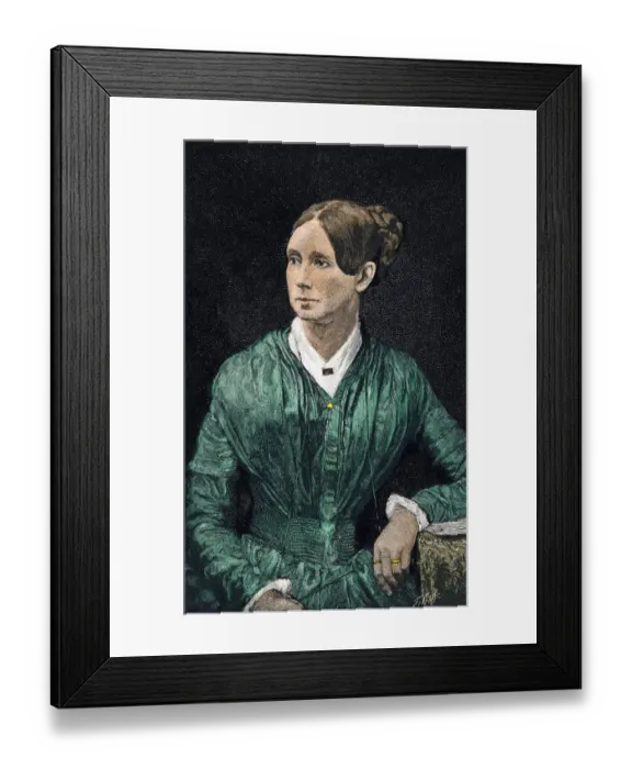 Framed Print : Dorothea Dix. Hand-colored woodcut reproduction of a photograph Framed Print : Dorothea Dix. Hand-colored woodcut reproduction of a photograph