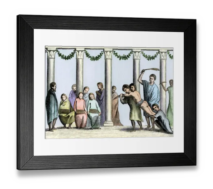Framed Print : Whipping a schoolboy in ancient Rome Framed Print : Whipping a schoolboy in ancient Rome