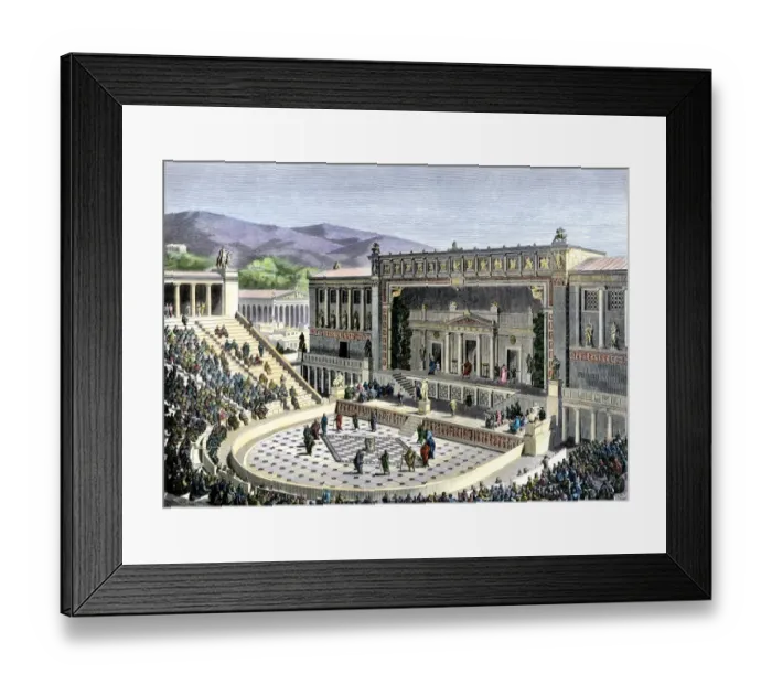 Framed Print : Theatrical performance in ancient Athens Framed Print : Theatrical performance in ancient Athens