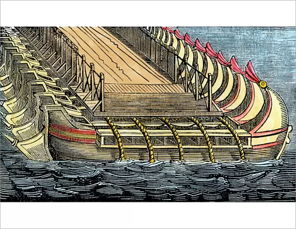 Xerxes bridge of boats across the Hellespont, 480 BC