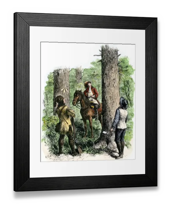 Framed Print : Surveyors claiming western Virginia for England Framed Print : Surveyors claiming western Virginia for England