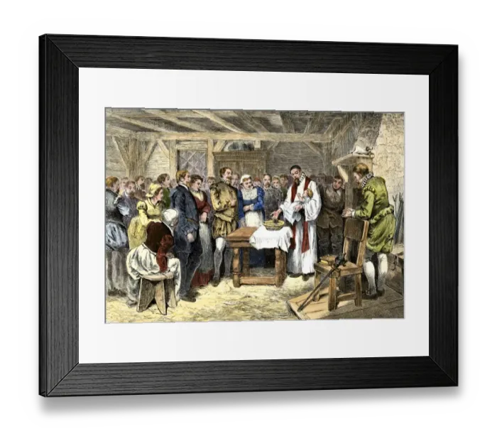Framed Print : Virginia Dare baptised on Roakoke Island, 1585