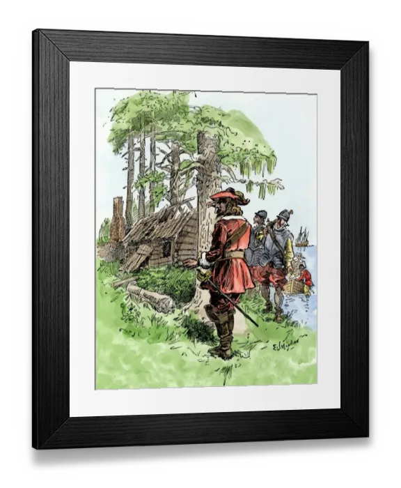 Framed Print : Disappearance of Roanoke Island colonists, 1591 Framed Print : Disappearance of Roanoke Island colonists, 1591