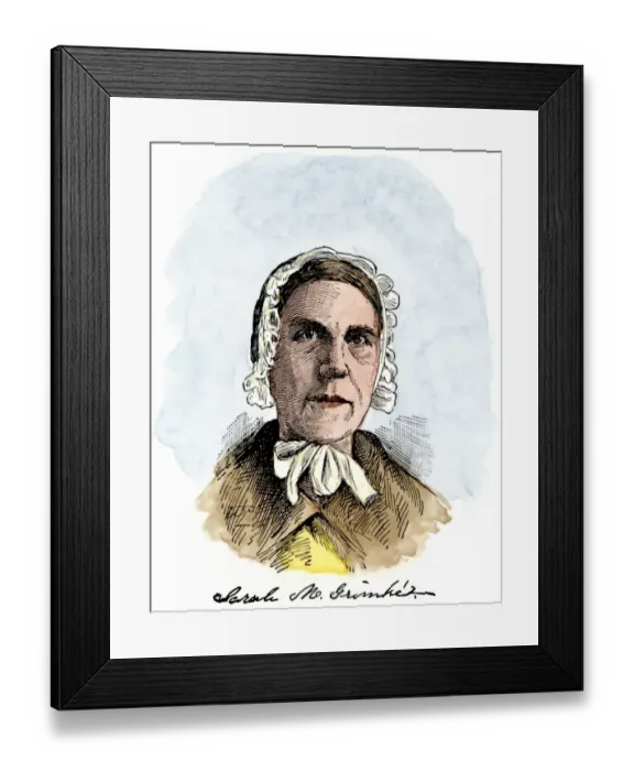 Framed Print : Sarah Moore Grimke, with her signature Framed Print : Sarah Moore Grimke, with her signature