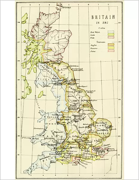 Map of Britain in 597 AD