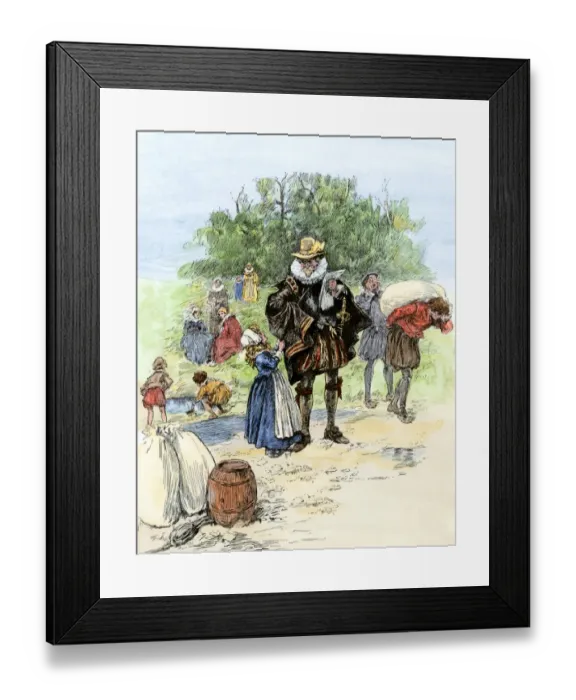 Framed Print : Colonists arriving on Roanoke Island, 1585 Framed Print : Colonists arriving on Roanoke Island, 1585