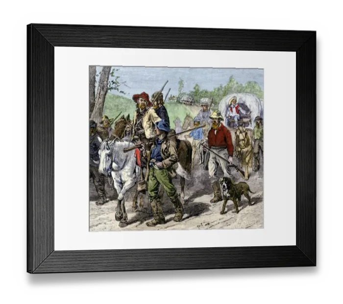 Framed Print : Pro-slavery voters from Missouri entering Kansas Territory, 1850s Framed Print : Pro-slavery voters from Missouri entering Kansas Territory, 1850s