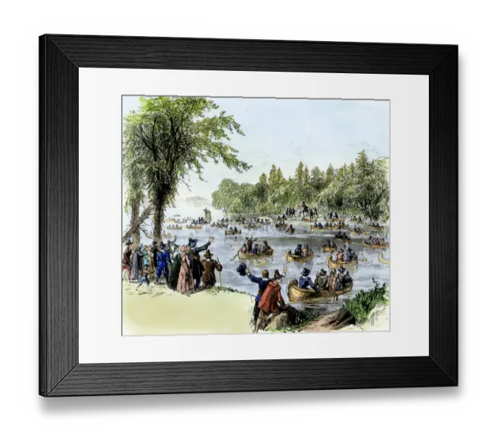 Framed Print : Rhode Island charter arriving from England, 1644 Framed Print : Rhode Island charter arriving from England, 1644