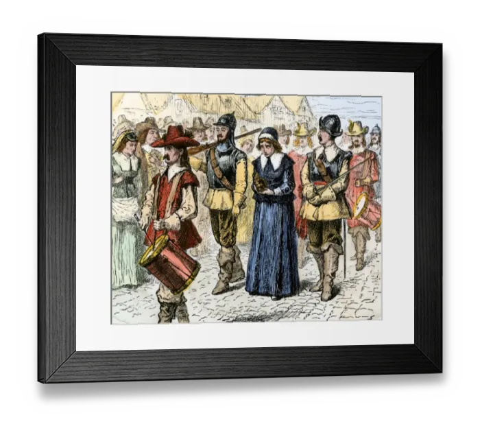 Framed Print : Quaker Mary Dyer taken to be hanged in Boston, 1660