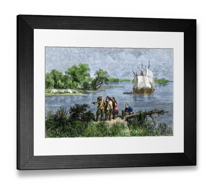 Framed Print : Colonists landing at the site of Philadelphia Framed Print : Colonists landing at the site of Philadelphia