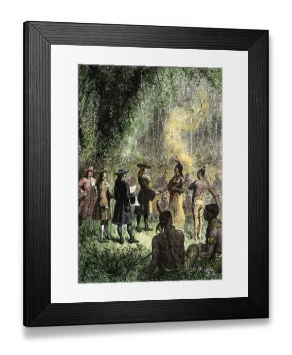 Framed Print : Penns treaty with Native Americans in Pennsylvania Framed Print : Penns treaty with Native Americans in Pennsylvania