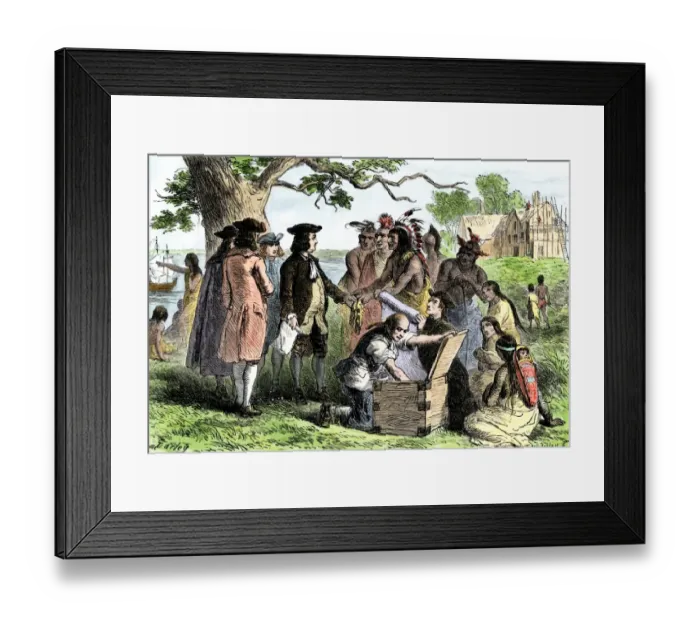Framed Print : Native Americans friendship with William Penn Framed Print : Native Americans friendship with William Penn