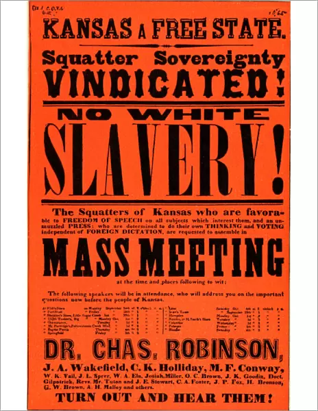 Pro-slavery poster in Kansas, 1850s