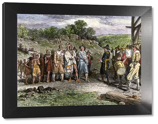 Massasoit visiting Plymouth colonists