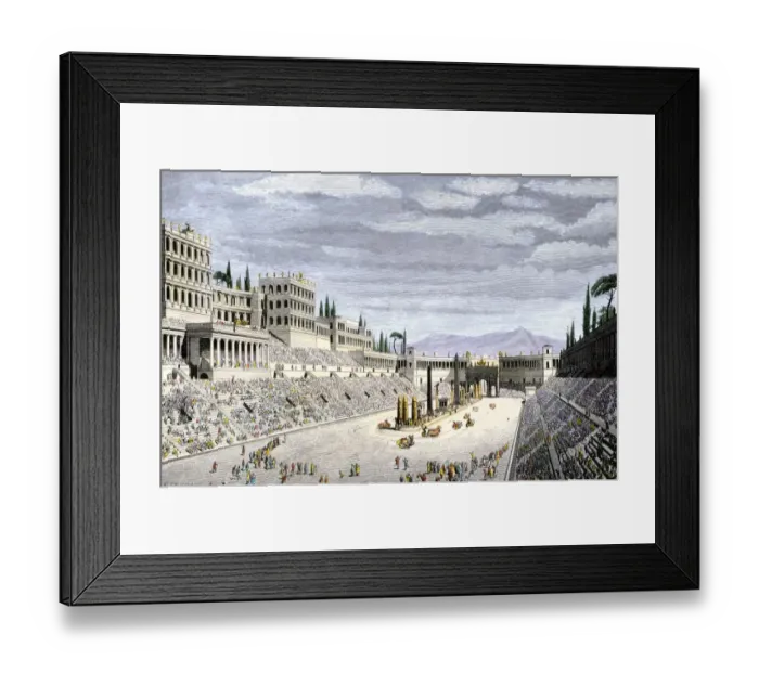 Framed Print : Chariot race in the Circus Maximus, ancient Rome Framed Print : Chariot race in the Circus Maximus, ancient Rome