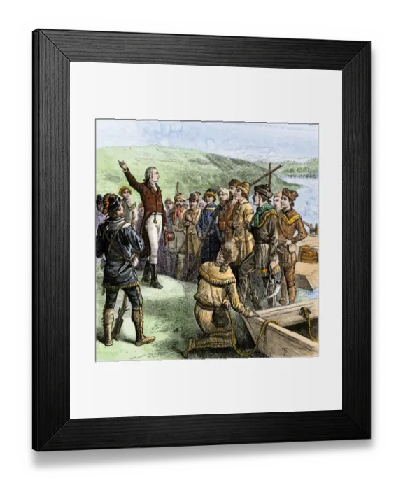 Framed Print : Aaron Burr leading conspirators on the Ohio River Framed Print : Aaron Burr leading conspirators on the Ohio River