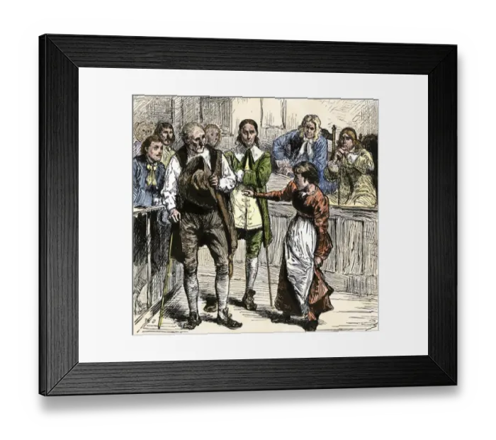 Framed Print : Giles Corey accused of witchcraft in Salem Framed Print : Giles Corey accused of witchcraft in Salem