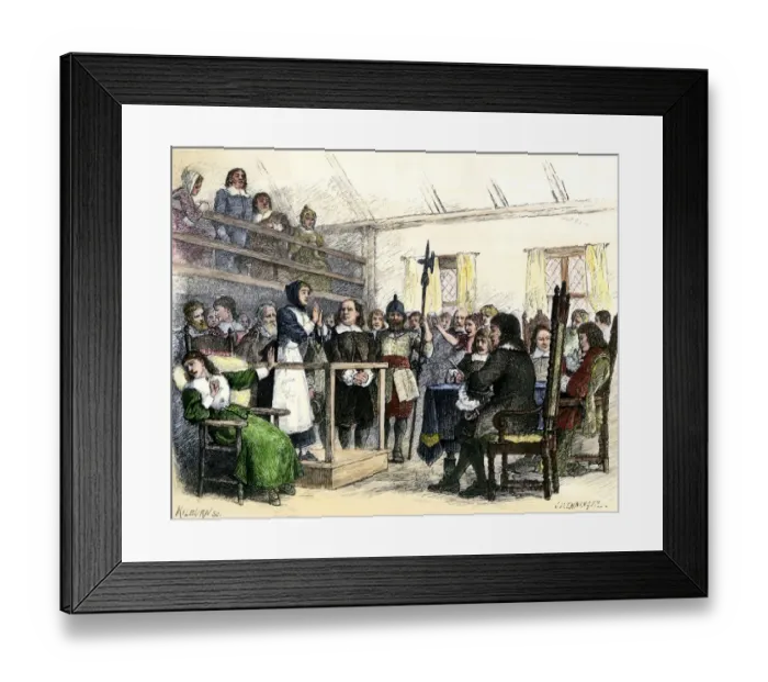 Framed Print : Wife of Giles Corey tried for witchcraft in Salem Framed Print : Wife of Giles Corey tried for witchcraft in Salem