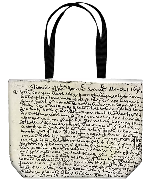 Court record of testimony at the Salem witch trials, 1692