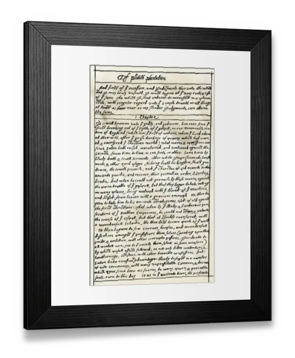 Framed Print : Manuscript of Bradfords History of Plimoth Plantation Framed Print : Manuscript of Bradfords History of Plimoth Plantation