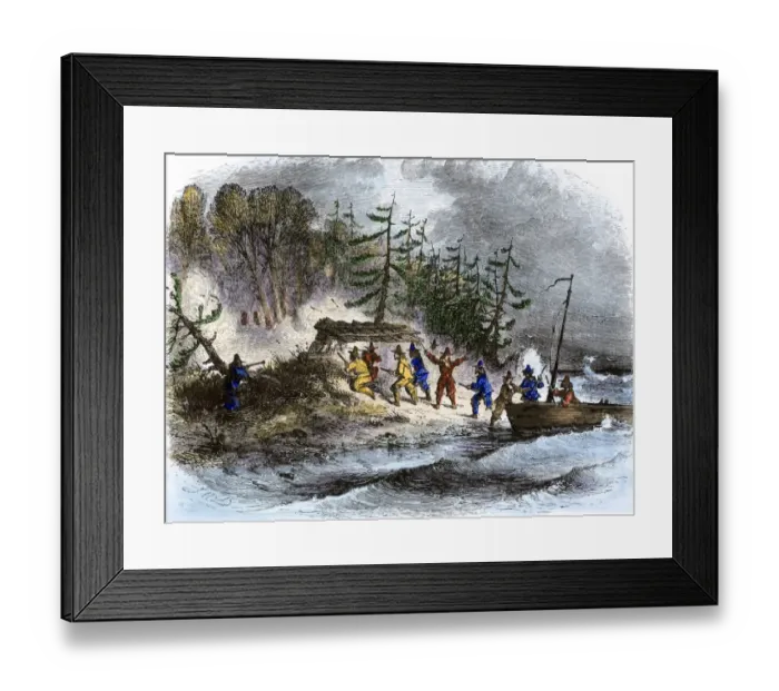 Framed Print : Hostilities between Pilgrims and Native Americans, 1621