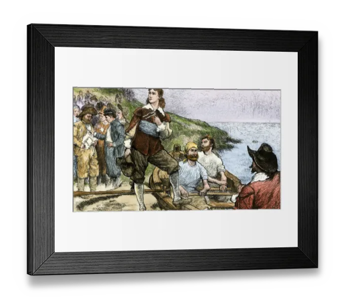 Framed Print : Arrival of the Pilgrims in Plymouth, 1620