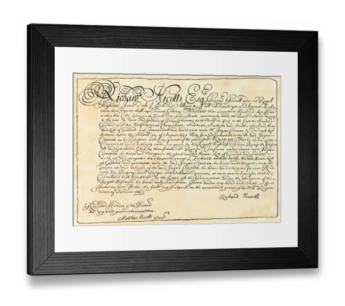 Framed Print : New York colonial real estate document Framed Print : New York colonial real estate document