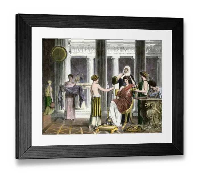 Framed Print : Servants grooming a Roman lady