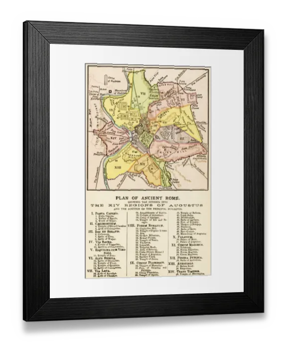 Framed Print : Ancient Romes 14 regions Framed Print : Ancient Romes 14 regions