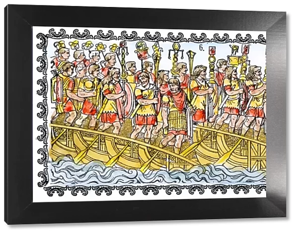Roman army crossing the Danube
