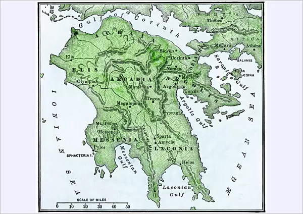 Map of the Peloponnesus of ancient Greece