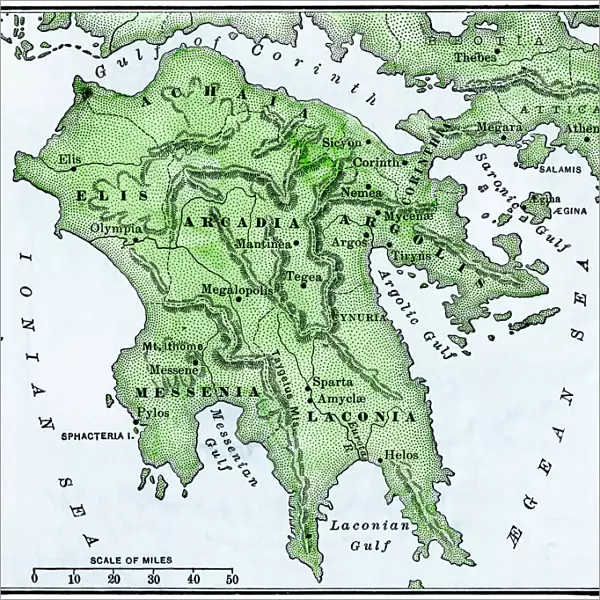 Map of the Peloponnesus of ancient Greece