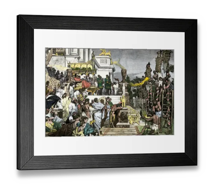 Framed Print : Roman Emperor Nero burning Christians Framed Print : Roman Emperor Nero burning Christians
