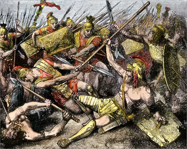Spartacus leading a revolt of Roman gladiators