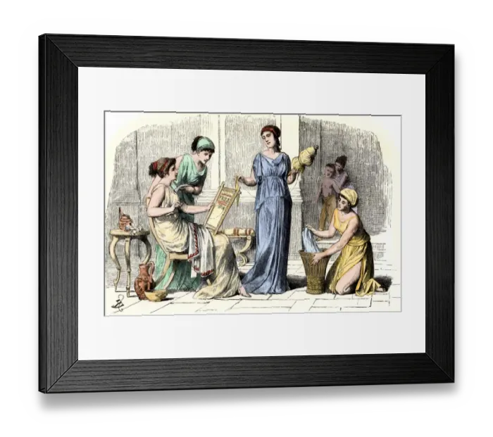 Framed Print : Greek women at their household chores Framed Print : Greek women at their household chores