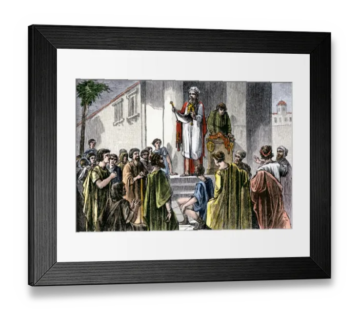 Framed Print : Reading from a scroll in ancient Jerusalem Framed Print : Reading from a scroll in ancient Jerusalem