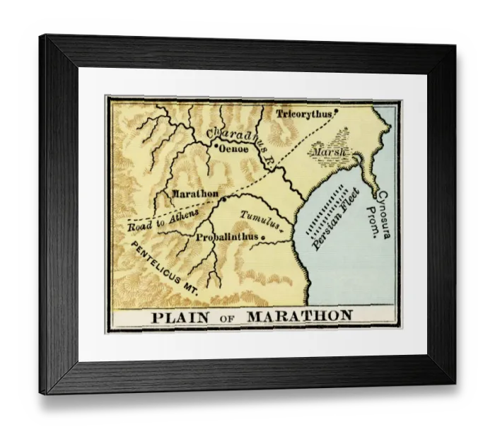 Framed Print : Plain of Marathon in ancient Greece