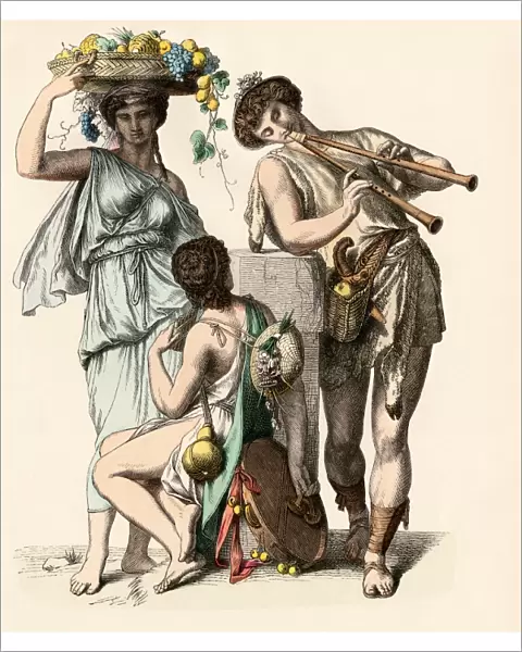 Priest of Bacchus playing for young ladies