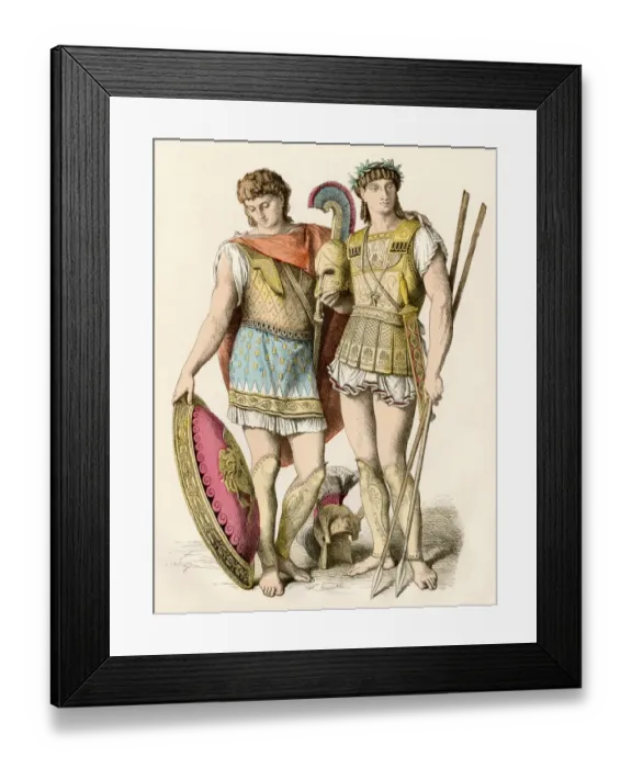 Framed Print : Greek king and soldier ready for battle