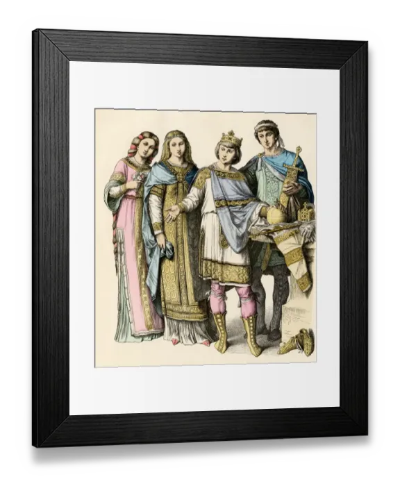Framed Print : Charlemagne and Queen Hildegard with their court Framed Print : Charlemagne and Queen Hildegard with their court