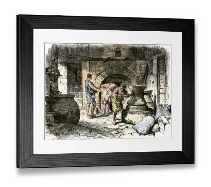 Framed Print : Slaves milling grain in ancient Pompeii
