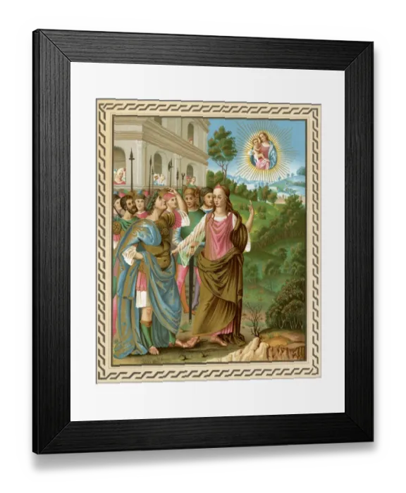 Framed Print : Female prophet announcing the coming of Jesus Christ to Roman Emperor Augustus Framed Print : Female prophet announcing the coming of Jesus Christ to Roman Emperor Augustus