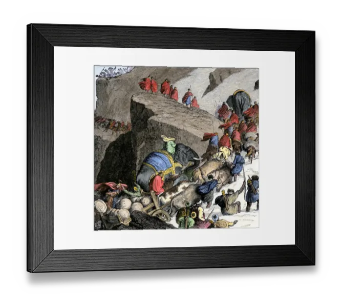 Framed Print : Hannibals army crossing the Alps to invade Rome Framed Print : Hannibals army crossing the Alps to invade Rome