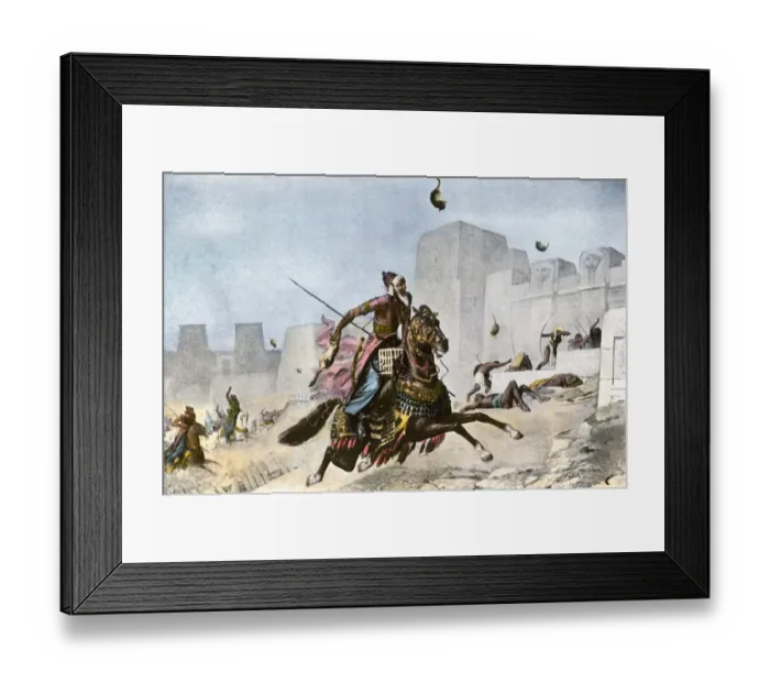 Framed Print : Persians hurling cats at Pelusiums defenders during Cambyses IIs conquest of Framed Print : Persians hurling cats at Pelusiums defenders during Cambyses IIs conquest of