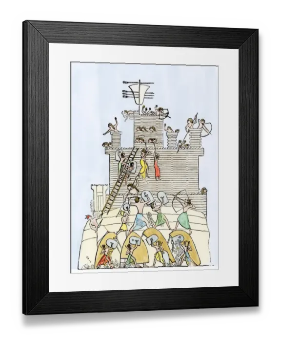 Framed Print : Ancient Egyptians besieging a fortress