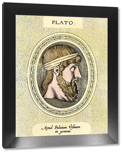 Plato. Portrait of Plato.. Hand-colored engraving from the 17th century