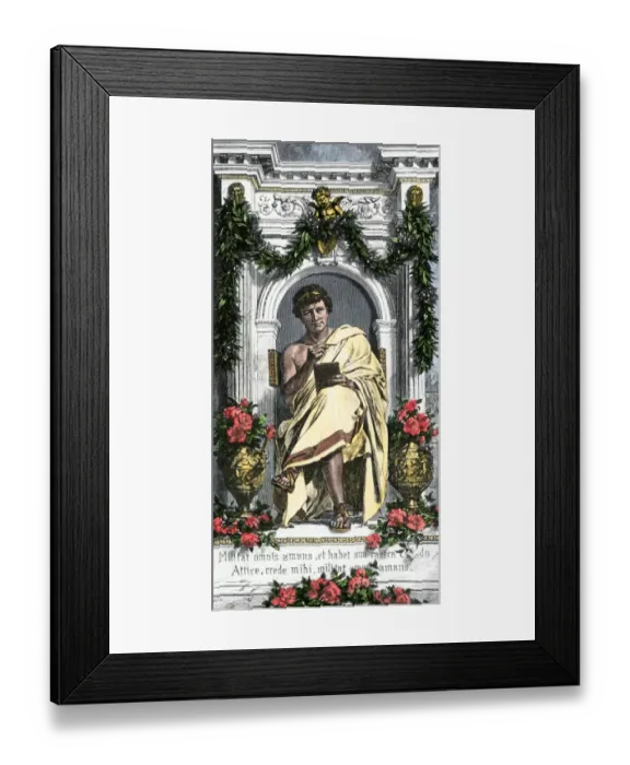 Framed Print : Ovid, the Roman poet. Hand-colored engraving of a 19th-century illustration Framed Print : Ovid, the Roman poet. Hand-colored engraving of a 19th-century illustration