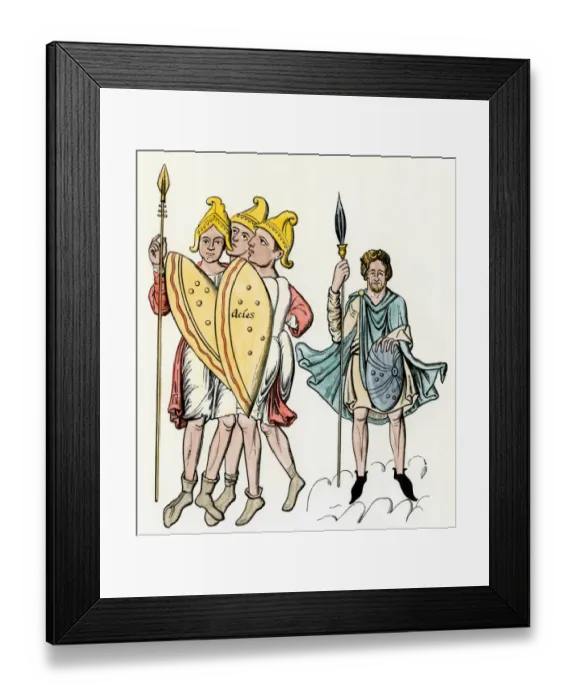 Framed Print : Roman soldiers and a Germanic warrior Framed Print : Roman soldiers and a Germanic warrior